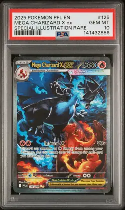 2025 POKEMON PFL EN-PHANTASMAL FLAMES #125 MEGA CHARIZARD X EX PSA 10 - Image 1