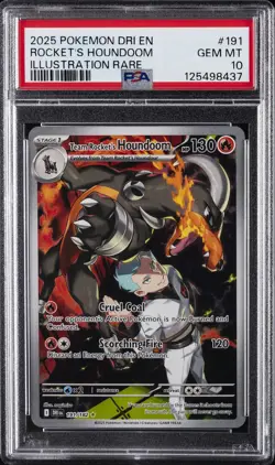 2025 POKEMON DRI EN-DESTINED RIVALS #191 TEAM ROCKET'S HOUNDOOM PSA 10 - Image 1