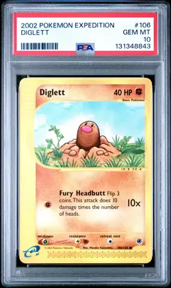 2002 POKEMON EXPEDITION #106 DIGLETT PSA 10 - Image 1