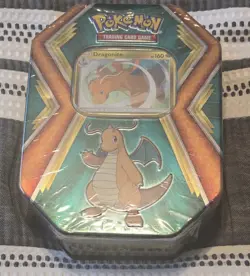 New Pokemon Dragonite Dragon Tin Sealed Promo Booster Packs English 2019 - Image 1