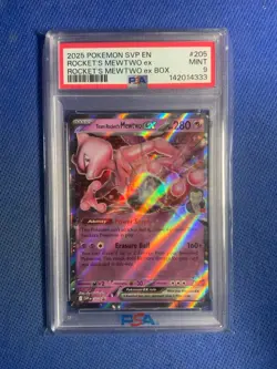 2025 POKEMON SVP EN-SV BLACK STAR PROMO #205 TEAM ROCKET'S MEWTWO EX PSA 9 - Image 1