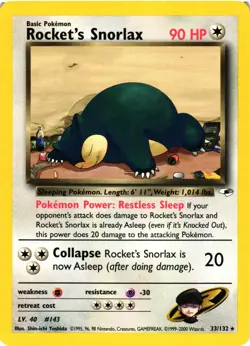 Pokemon TCG Rocket’s Snorlax Non Holo Rare 33/132 Gym Heroes Unlimited VLP - Image 1