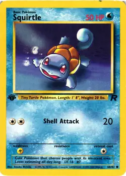 Pokemon TCG Squirtle 68/82 1st Edition Team Rocket Common MP/HP - Image 1