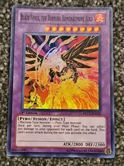 1st Edition Blaze Fenix, The Burning Bombardment Bird #PRC1-EN012 Near Mint - Image 1
