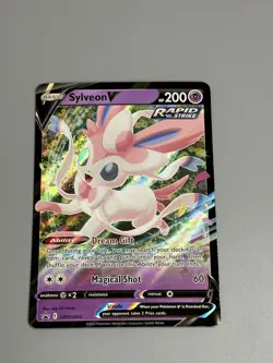 Sylveon V Pokemon TCG Sword & Shield Foil Card Black Star Promo SWSH202 - Image 1