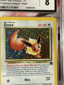 CGC 8 Eevee 2000 Black Star Promos 11 Pokemon League Pokemon Card - Image 3