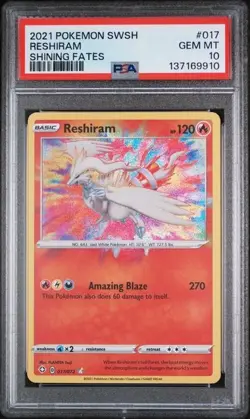 PSA 10 GEM MINT Reshiram Shining Fates Amazing Rare Holo English Pokemon 017/072 - Image 1