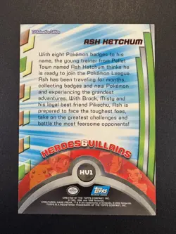 2000 Topps Pokemon TV Ash Ketchum Animation Series 2 #HV1 - Non Holo Blue Label - Image 2