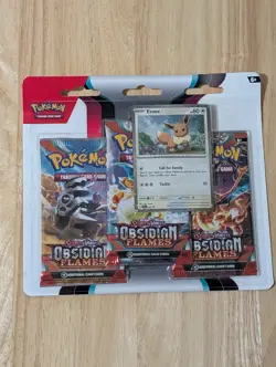 Pokemon TCG Obsidian Flames 3 Pack Blister (Eevee) Sealed - Image 1