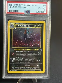 HOUNDOOM 2001 Pokemon Neo revelation DOUBLE HOLO ERROR #8 PSA 6 - Image 2