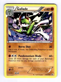 Gallade Legendary Treasures #81 (2013) Rare NM Pokemon - Image 1