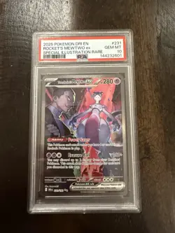 Pokemon 2025 Team Rocket's Mewtwo ex 231/182 SIR Destined Rivals GEM MINT PSA 10 - Image 1