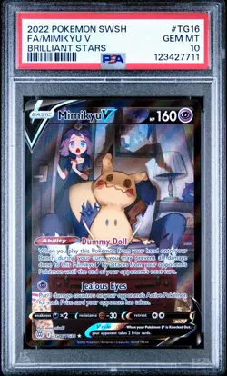 2022 POKEMON SWORD & SHIELD BRILLIANT STARS #TG16 FULL ART/MIMIKYU V PSA 10 - Image 1