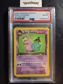 First Edition 2000 Pokemon Rocket 29/82 Dark Slowbro PSA NM-MT 8 - Image 1