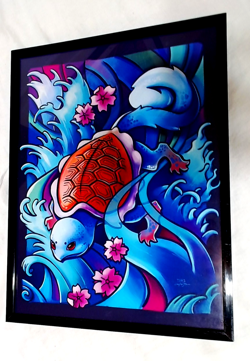 RARE SET OF 4 POKE MON FRAMED ART PRINTS, 9" X 11-1/2" TSAO ALL MINT - Image 2