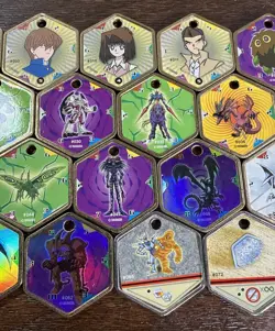Yu-Gi-Oh! Vintage Takahashi Metal Medallions Hexors Coins Tags Lot of 20 Tokens - Image 3