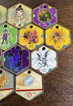 Yu-Gi-Oh! Vintage Takahashi Metal Medallions Hexors Coins Tags Lot of 20 Tokens - Image 4