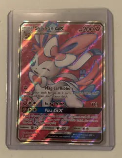 Pokemon TCG Sylveon GX Full Art Holo Rare Card 140/145 Guardians Rising - Image 1