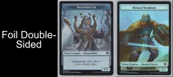 MTG Foil Double-sided Token - KHM - Shapeshifter / Human Warrior -H438 - Image 1