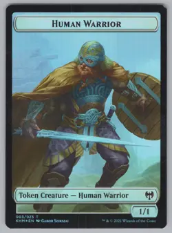 MTG Foil Double-sided Token - KHM - Shapeshifter / Human Warrior -H438 - Image 3