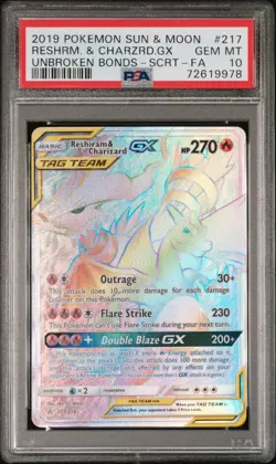 PSA 10 Reshiram & Charizard GX 217/214 Unbroken Bonds Sun & Moon Pokemon | GM - Image 1