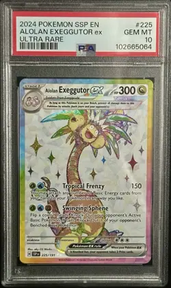 Alolan Exeggutor ex Pokemon 225/191 Sv08: Surging Sparks Holo PSA 10 NINE DIGIT - Image 1