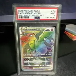 Charizard VSTAR (Secret) 174/172 SWSH Brilliant Stars Rainbow Holo - PSA 9 MINT - Image 1