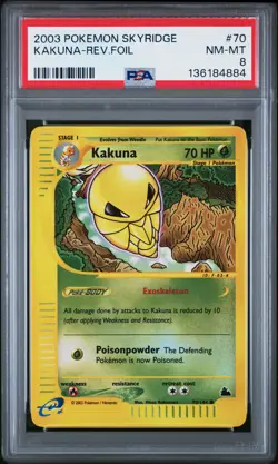 2003 POKEMON SKYRIDGE #70 KAKUNA-REVERSE FOIL PSA 8 - Image 1
