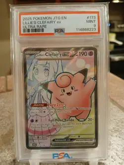 Pokemon TCG Lillie's Clefairy EX PSA 9 Full Art 173/159 Journey Together - Image 1