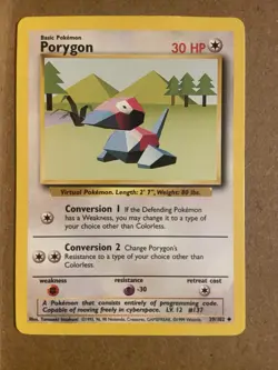 Pokemon TCG Porygon 39/102 Base Set Uncommon Basic Regular 1999 - Image 1