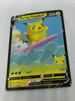 Pokemon TCG Surfing Pikachu v Celebrations Holo Ultra Rare Card 008/025 - Image 3