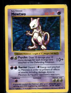 Mewtwo - 10/102 - Pokemon Base Set Shadowless Holo Rare Card WOTC HP - Image 1