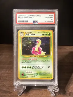 PSA 10 - 2000 Meganium Japanese Neo Genesis Holo 154 Vintage Pokemon Card - Image 1