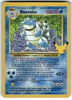Blastoise 2/102 Celebrations: Classic Collection NM Pokemon Card TCG - Image 1