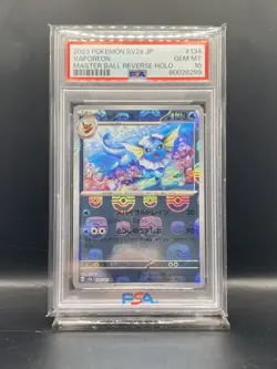 Vaporeon (Master Ball Pattern) 134/165 Sv2a: Pokemon Card 151 (Japanese) PSA 10 - Image 1