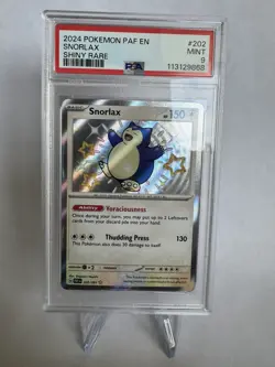 PSA 9 MINT Snorlax Shiny Rare Paldean Fates Holo Pokemon 202/091 - Image 1