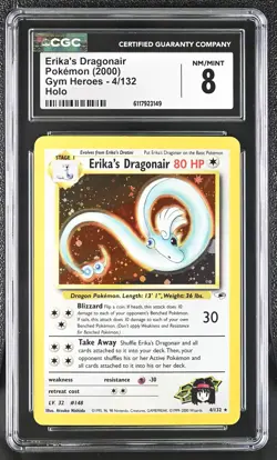 CGC 8 Erika's Dragonair 2000 Gym Heroes 4/132 Holo Pokemon Card - Image 1