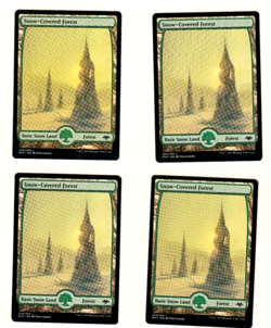 Set Of 4 MTG Snow Covered Forest 254 Full Art Modern Horizons Land Set - Image 1