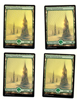 Set Of 4 MTG Snow Covered Forest 254 Full Art Modern Horizons Land Set - Image 3