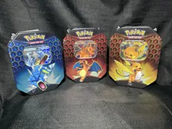 Pokemon Hidden Fates GX Tins Art Set of 3 - Charizard Raichu Gyarados - Sealed - Image 1