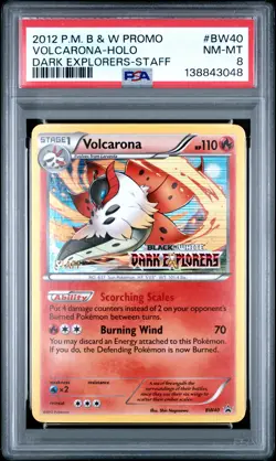 2012 POKEMON B&W PROMO DARK EXPLORERS-STAFF #BW40 VOLCARONA-HOLO PSA 8 - Image 1