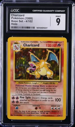 1999 POKEMON BASE SET, HOLO #4/102 CHARIZARD CGC 9 - Image 1