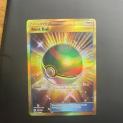 Pokemon TCG Nest Ball Secret Rare Full Art Holo 158/149 SM Base Set Trainer - Image 1
