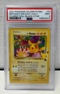 BIRTHDAY PIKACHU 2021 Pokemon Celebrations #24 Black Star Promo PSA 9 - Image 1