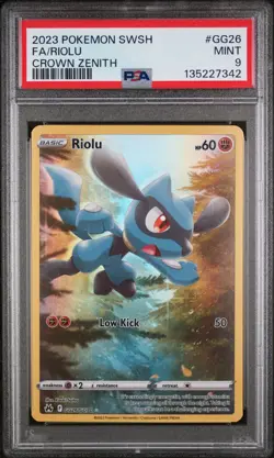 Riolu Pokemon Sword And Shield Crown Zenith GG26/GG70 PSA 9 - Image 1
