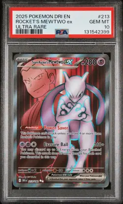 PSA 10 TEAM ROCKET'S MEWTWO EX 213/182 ULTRA RARE DESTINED RIVALS POKEMON 😍 - Image 1