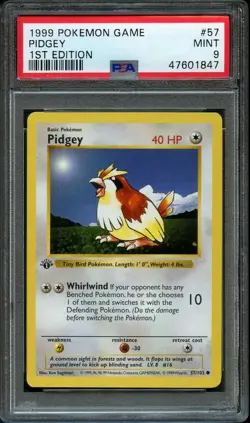 Pokemon Pidgey Base Set Shadowless 1st Edition #57 PSA 9 Mint - Image 1