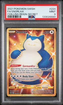 2021 POKEMON SWORD & SHIELD CHILLING REIGN SECRET #224 FULL ART/SNORLAX PSA 9 - Image 1