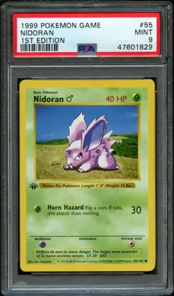PSA 9 Mint Nidoran 55/102 1st Edition Shadowless Base Set Pokemon - Image 1