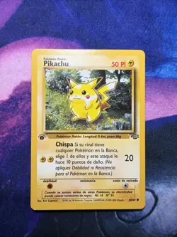 Pokemon TCG Pikachu 60/64 Jungle 1st Edition Red Cheeks Spanish Card LP - Image 1